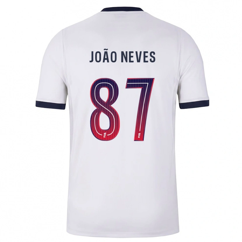 Danxen Homem Camisola João Neves #87 Branco Preto Vermelho Alternativa 2026/27 Camisa