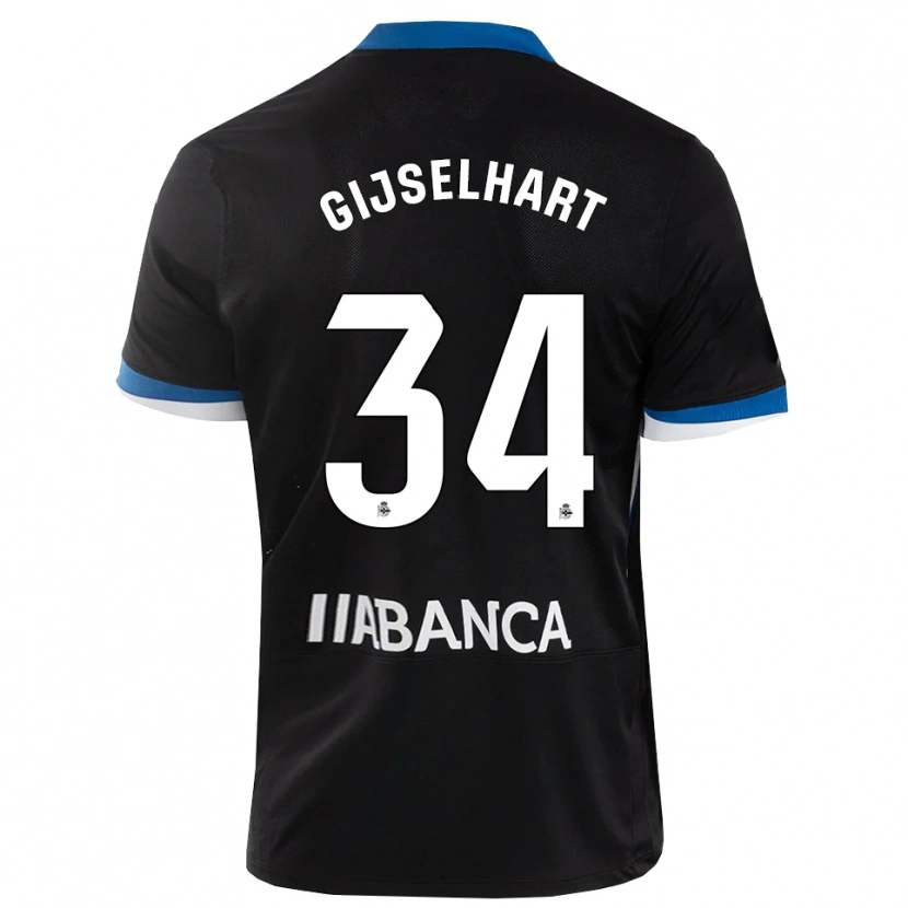 Danxen Homem Camisola Teun Gijselhart #34 Preto Branco Azul Alternativa 2026/27 Camisa