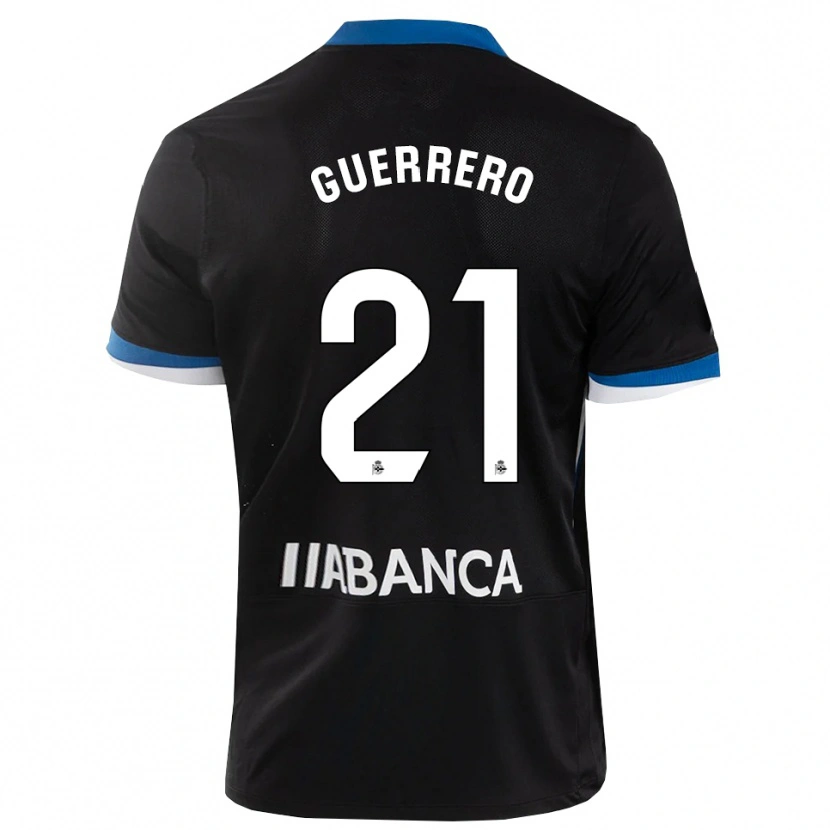 Danxen Homem Camisola Adrián Guerrero #21 Preto Branco Azul Alternativa 2026/27 Camisa