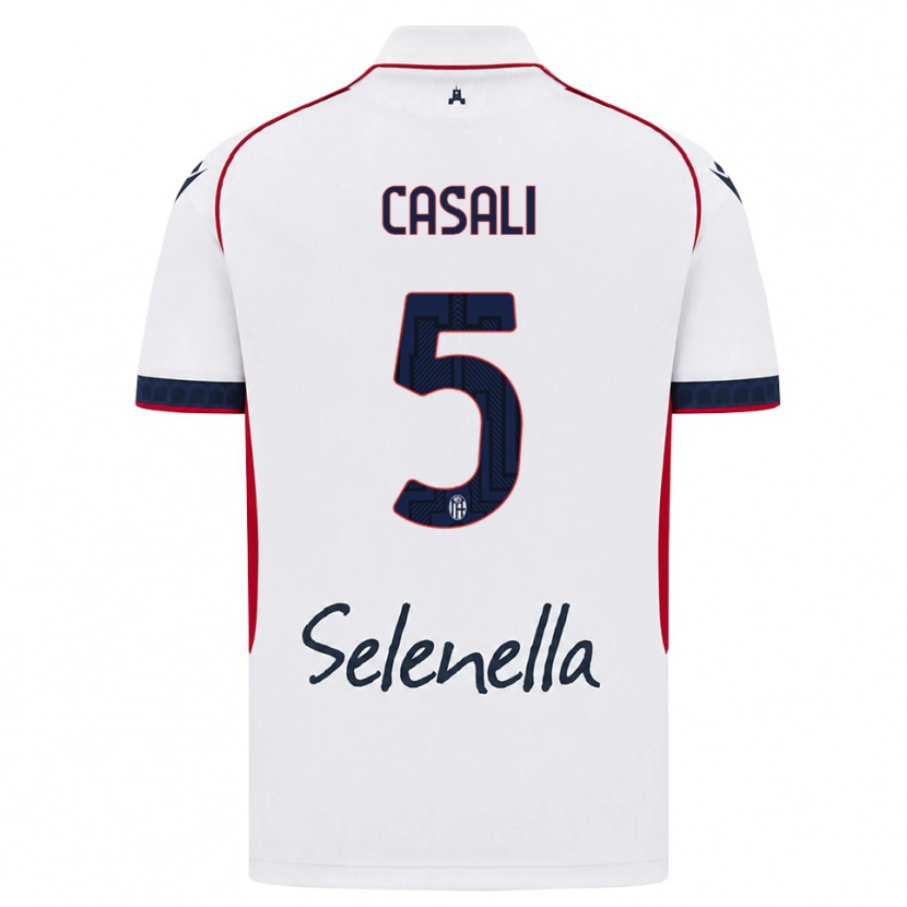 Danxen Homem Camisola Giacomo Casali #5 Branco Vermelho Azul Real Alternativa 2026/27 Camisa
