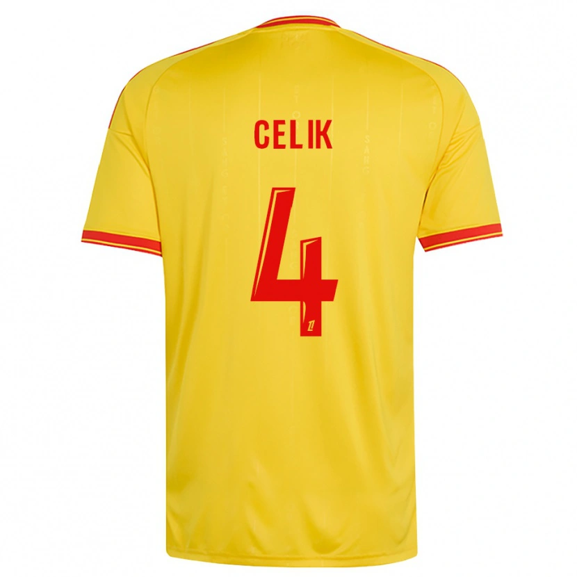 Danxen Mulher Camisola Nidal Celik #4 Dourado Laranja Vermelho Principal 2026/27 Camisa
