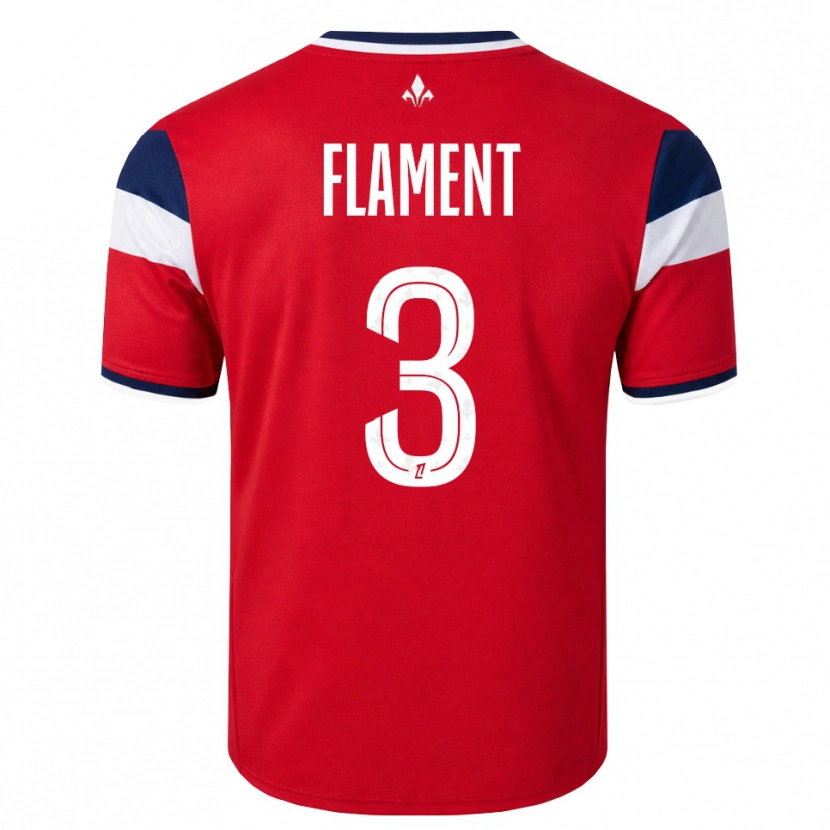 Danxen Mulher Camisola Corentin Flament #3 Vermelho Branco Azul Real Principal 2026/27 Camisa