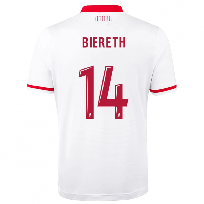 Danxen Mulher Camisola Mika Biereth #14 Vermelho Branco Principal 2026/27 Camisa