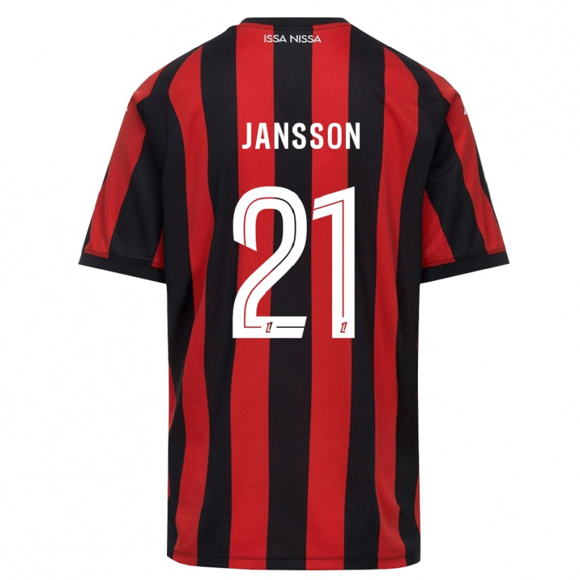 Danxen Mulher Camisola Isak Jansson #21 Vermelho Preto Branco Principal 2026/27 Camisa