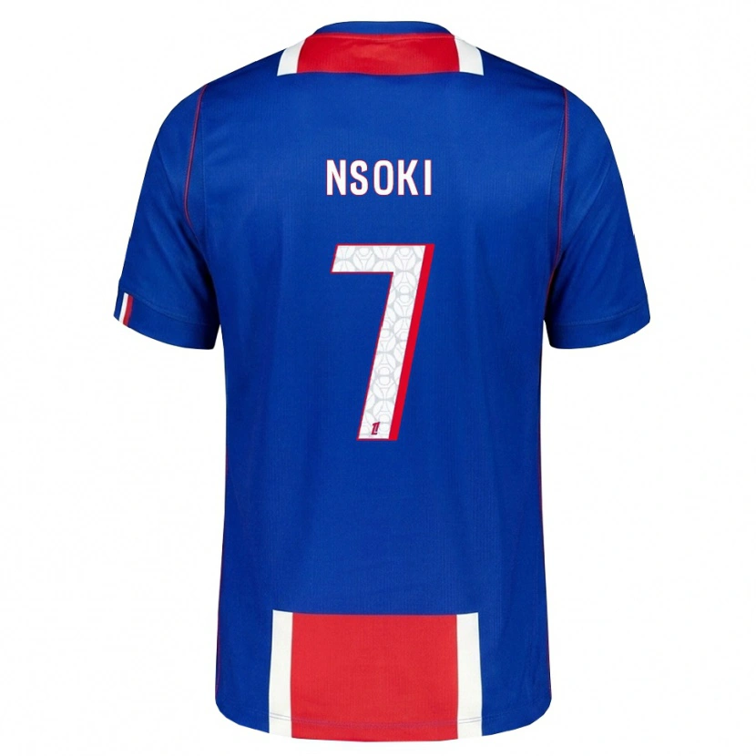 Danxen Mulher Camisola Noah Nsoki #7 Vermelho Branco Azul Principal 2026/27 Camisa