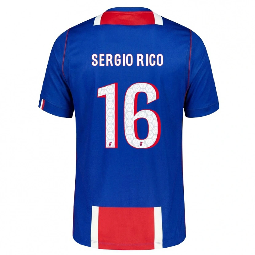 Danxen Mulher Camisola Sergio Rico #16 Vermelho Branco Azul Principal 2026/27 Camisa