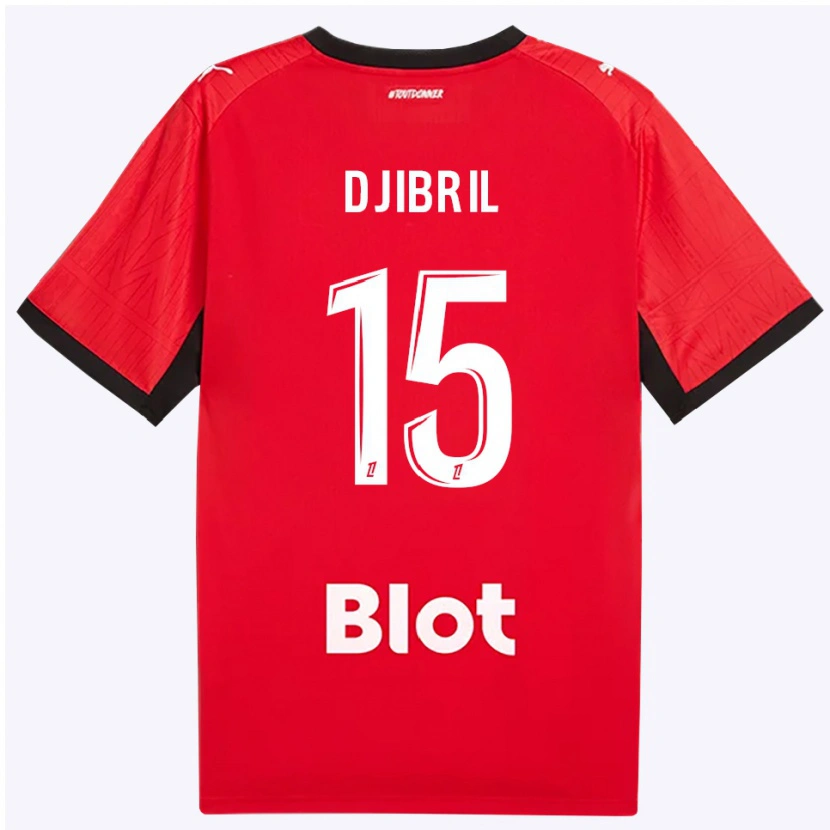 Danxen Mulher Camisola Djibril Diallo #15 Vermelho Preto Branco Principal 2026/27 Camisa
