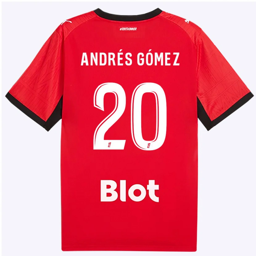 Danxen Mulher Camisola Carlos Andrés Gómez #20 Vermelho Preto Branco Principal 2026/27 Camisa