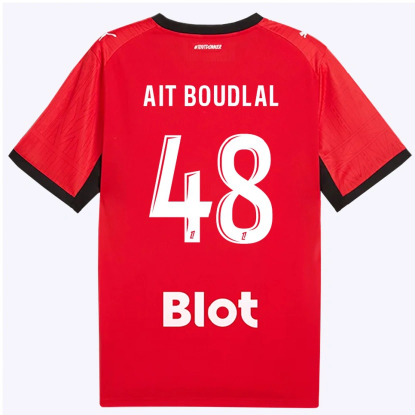 Danxen Mulher Camisola Abdelhamid Ait Boudlal #48 Vermelho Preto Branco Principal 2026/27 Camisa