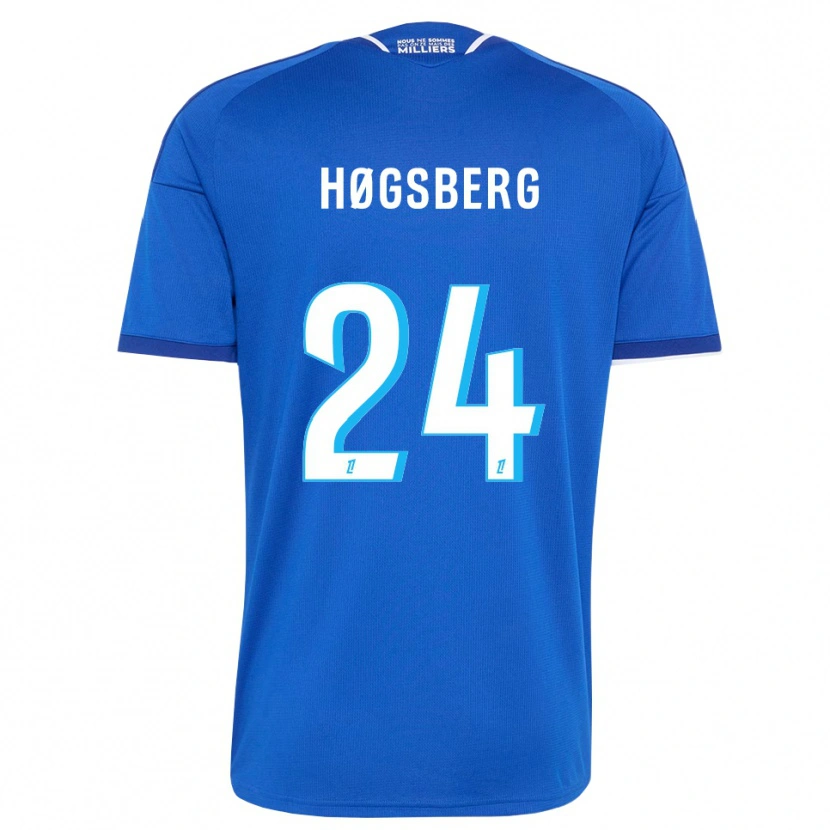 Danxen Mulher Camisola Lucas Høgsberg #24 Azul Real Branco Principal 2026/27 Camisa