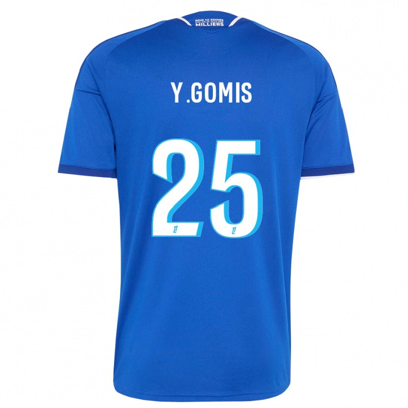 Danxen Mulher Camisola Yoni Gomis #25 Azul Real Branco Principal 2026/27 Camisa