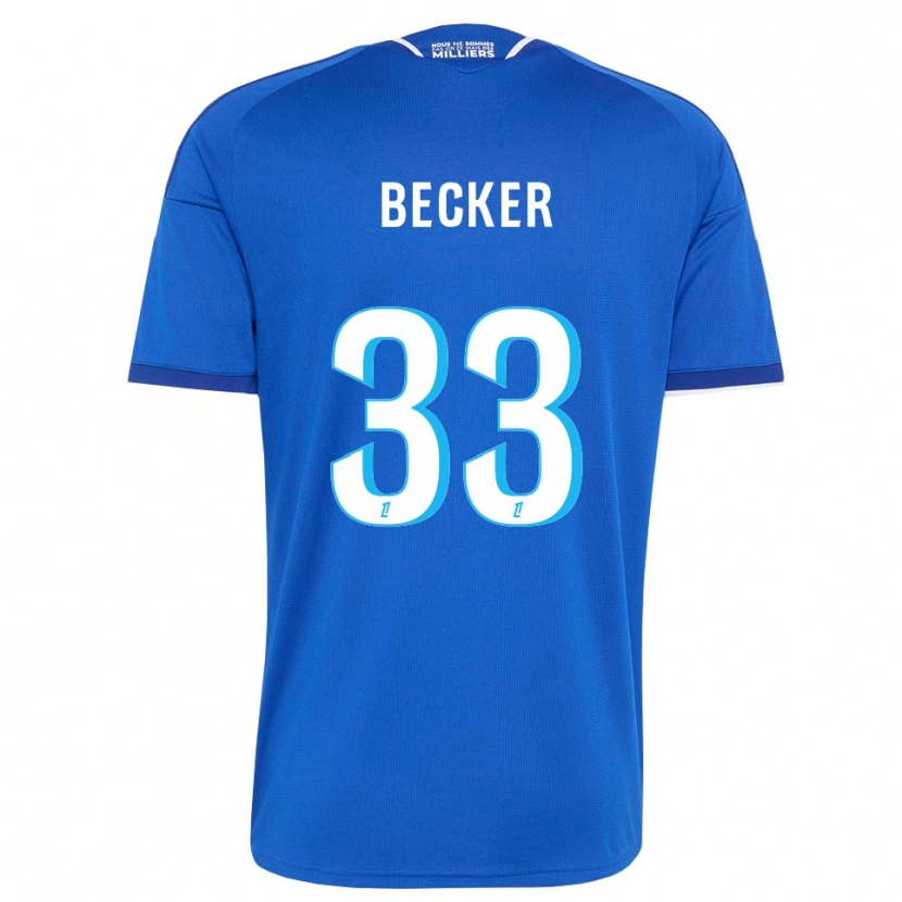 Danxen Mulher Camisola Yoann Becker #33 Azul Real Branco Principal 2026/27 Camisa