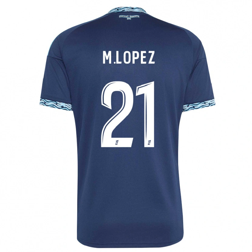 Danxen Mulher Camisola Maxime Lopez #21 Azul Aço Branco Principal 2026/27 Camisa