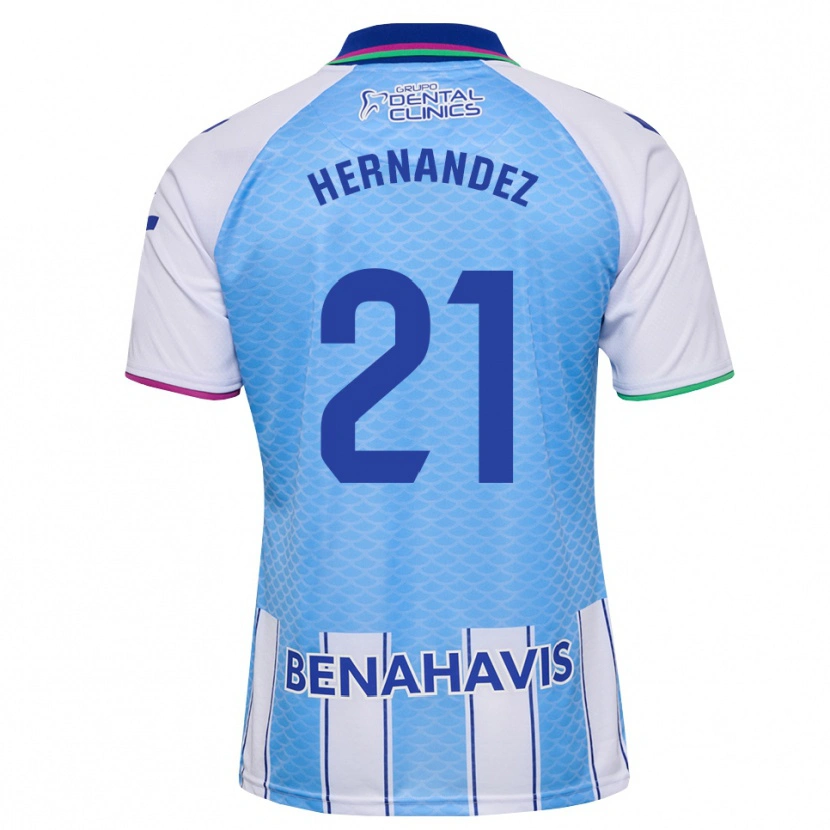 Danxen Mulher Camisola Juan Hernández #21 Azul Céu Profundo Branco Principal 2026/27 Camisa