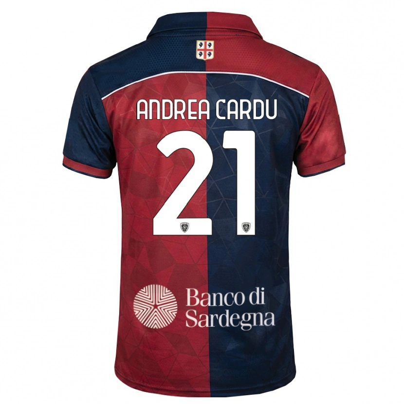 Danxen Mulher Camisola Giovanni Andrea Cardu #21 Bordô Azul Real Principal 2026/27 Camisa