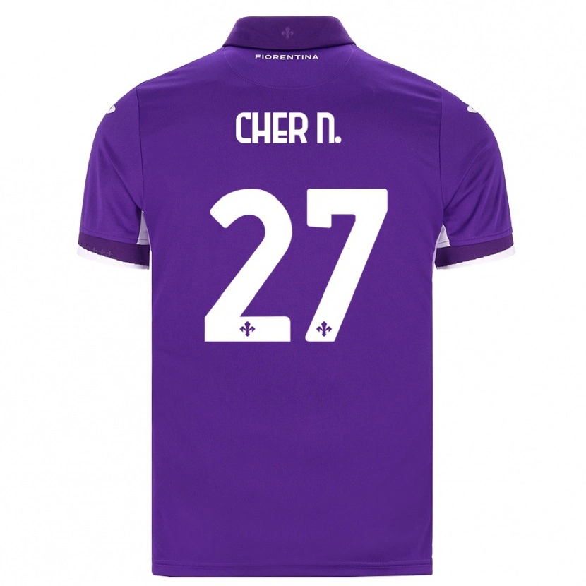 Danxen Mulher Camisola Cher Ndour #27 Roxo Branco Rosa Principal 2026/27 Camisa