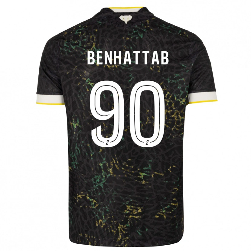 Danxen Mulher Camisola Yassine Benhattab #90 Preto Branco Amarelo Alternativa 2026/27 Camisa