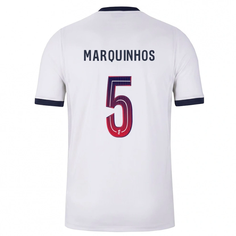 Danxen Mulher Camisola Marquinhos #5 Branco Preto Vermelho Alternativa 2026/27 Camisa