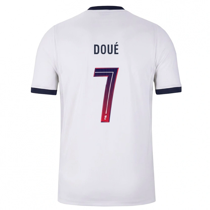 Danxen Mulher Camisola Gueladan Doué #7 Branco Preto Vermelho Alternativa 2026/27 Camisa