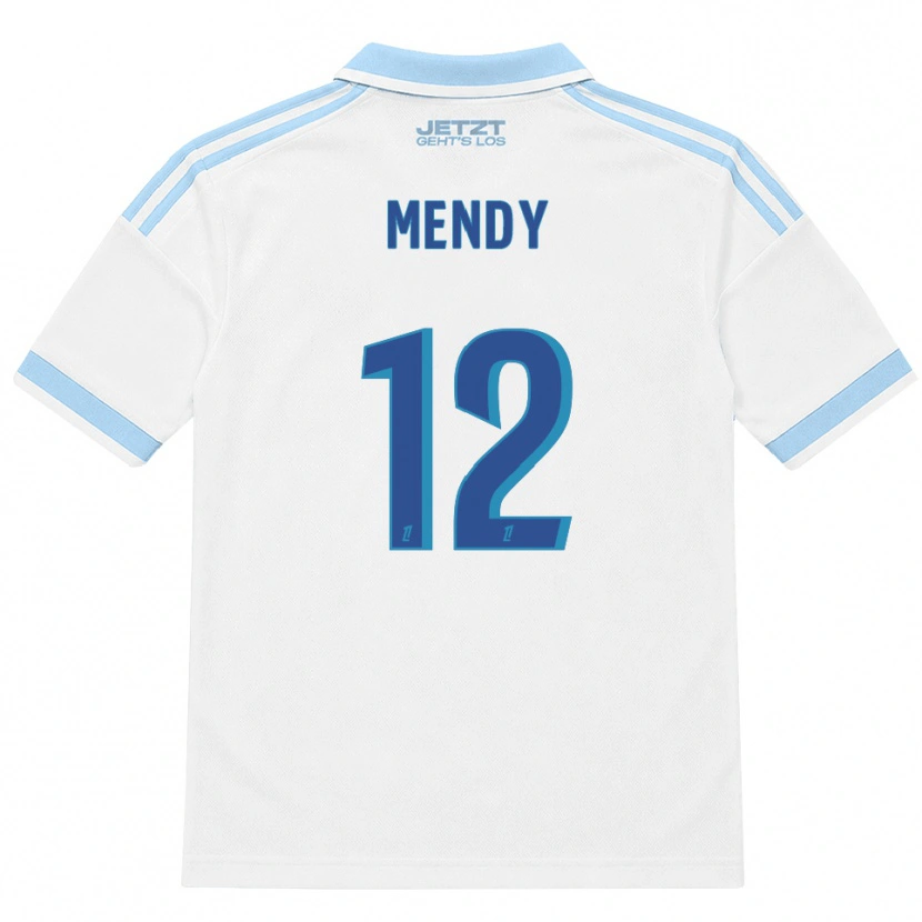 Danxen Mulher Camisola François Mendy #12 Azul Céu Claro Branco Vermelho Alternativa 2026/27 Camisa