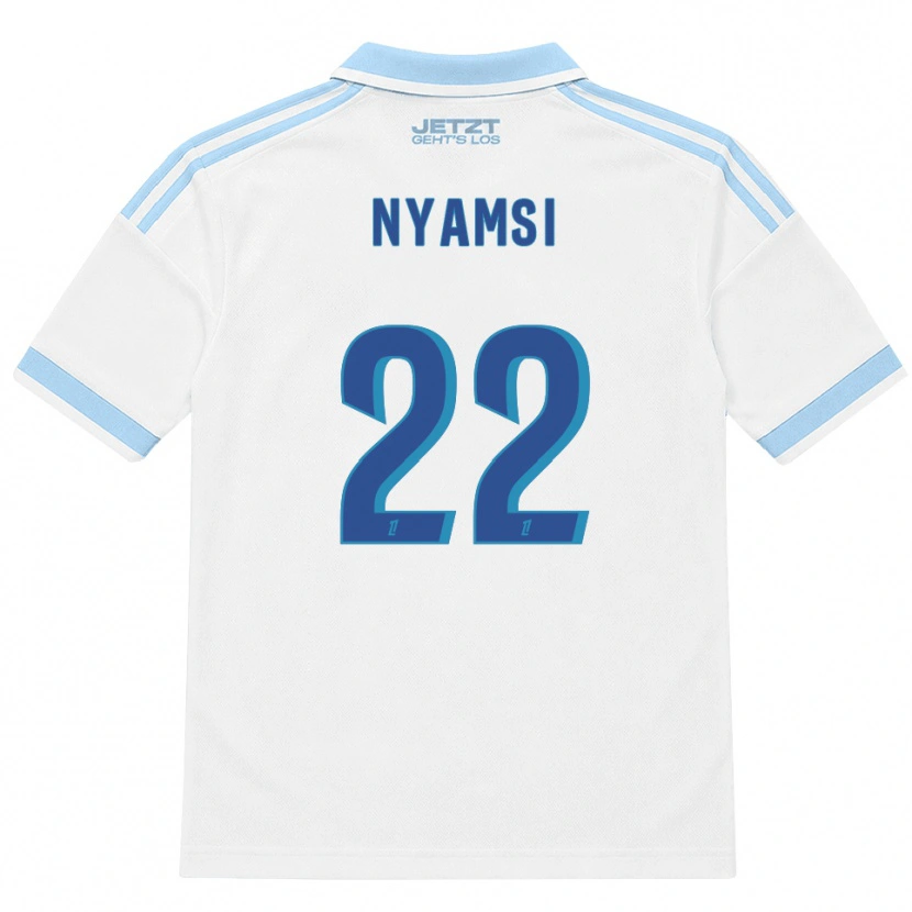 Danxen Mulher Camisola Gerzino Nyamsi #22 Azul Céu Claro Branco Vermelho Alternativa 2026/27 Camisa