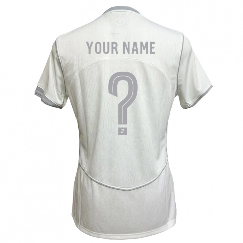 Danxen Mulher Camisola Seu Nome #0 Cinza Branco Alternativa 2026/27 Camisa