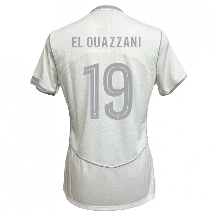 Danxen Mulher Camisola Amine El Ouazzani #19 Cinza Branco Alternativa 2026/27 Camisa