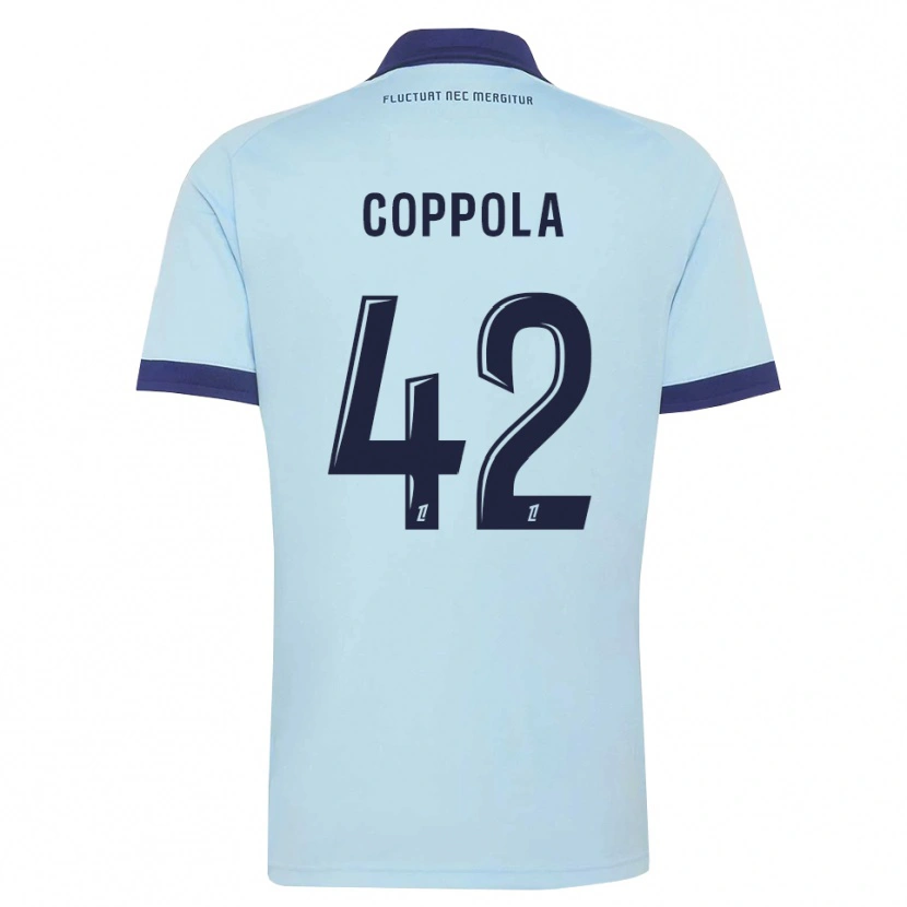 Danxen Mulher Camisola Diego Coppola #42 Azul Centáurea Preto Alternativa 2026/27 Camisa