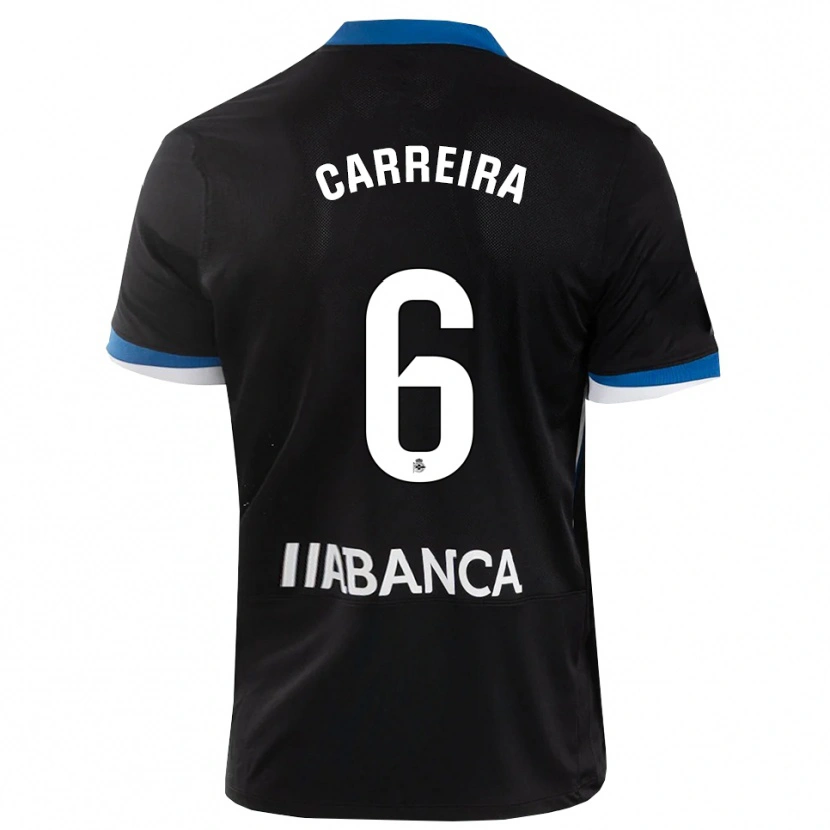 Danxen Mulher Camisola David Carreira #6 Preto Branco Azul Alternativa 2026/27 Camisa