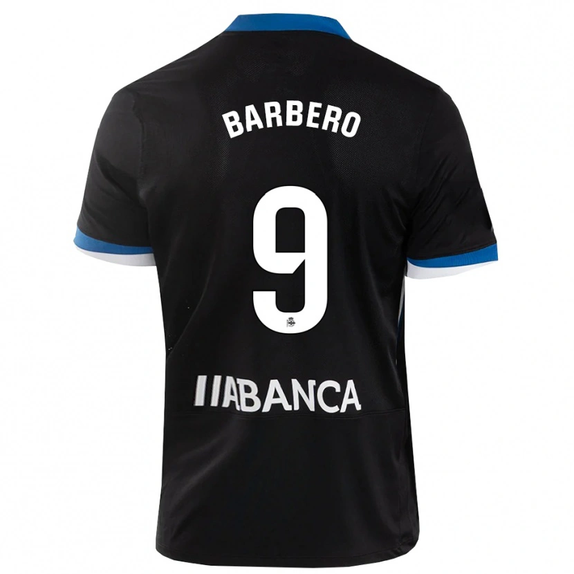 Danxen Mulher Camisola Iván Barbero #9 Preto Branco Azul Alternativa 2026/27 Camisa