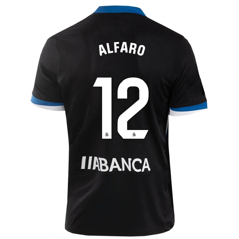 Danxen Mulher Camisola Alejandro Alfaro #12 Preto Branco Azul Alternativa 2026/27 Camisa