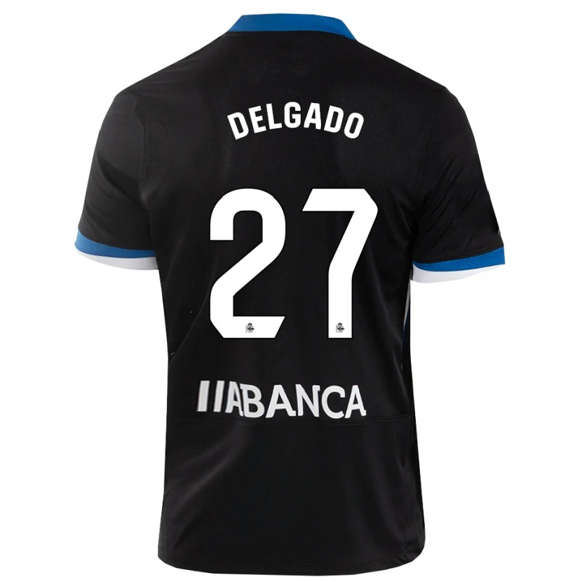 Danxen Mulher Camisola Álex Delgado #27 Preto Branco Azul Alternativa 2026/27 Camisa