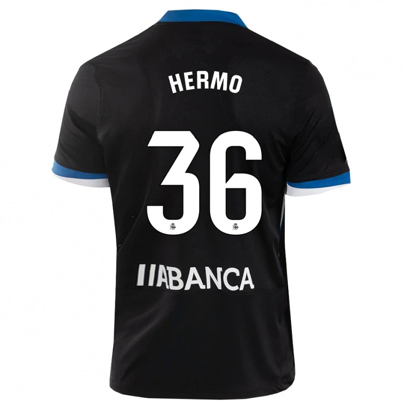 Danxen Mulher Camisola Mario Hermo #36 Preto Branco Azul Alternativa 2026/27 Camisa