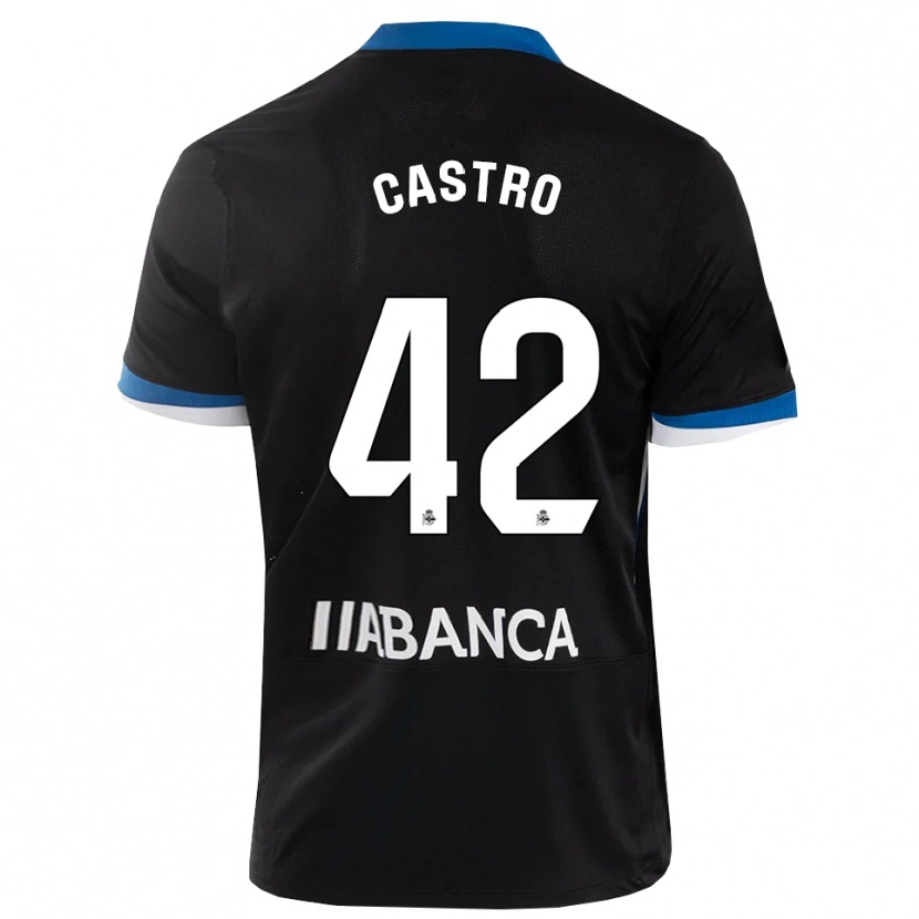 Danxen Mulher Camisola Lucas Castro #42 Preto Branco Azul Alternativa 2026/27 Camisa