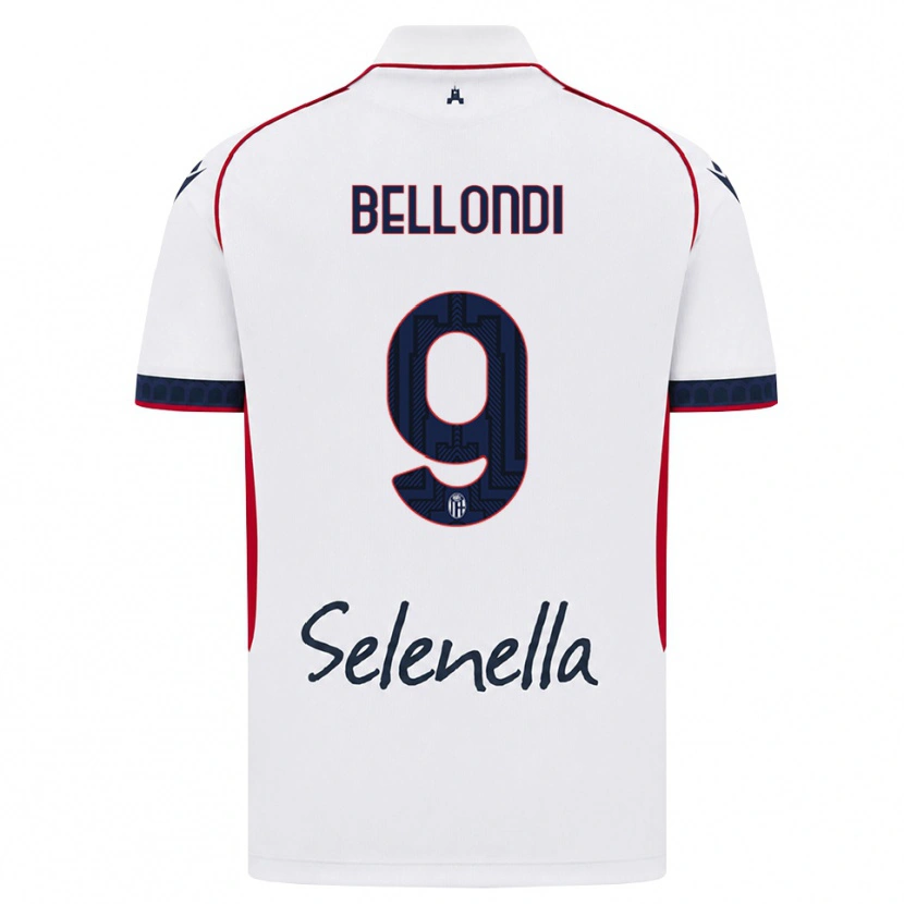 Danxen Mulher Camisola Nicolò Bellondi #9 Branco Vermelho Azul Real Alternativa 2026/27 Camisa