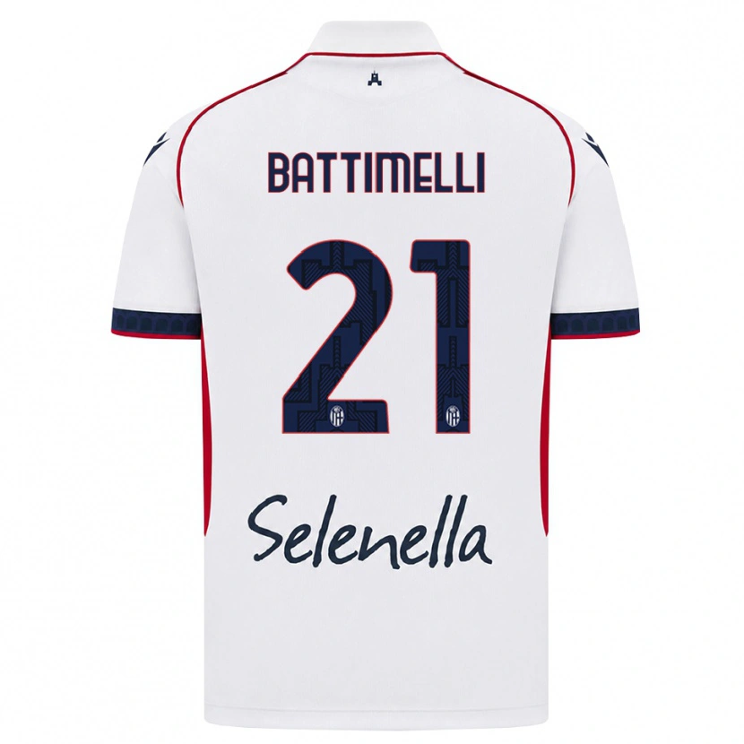 Danxen Mulher Camisola Giuseppe Battimelli #21 Branco Vermelho Azul Real Alternativa 2026/27 Camisa