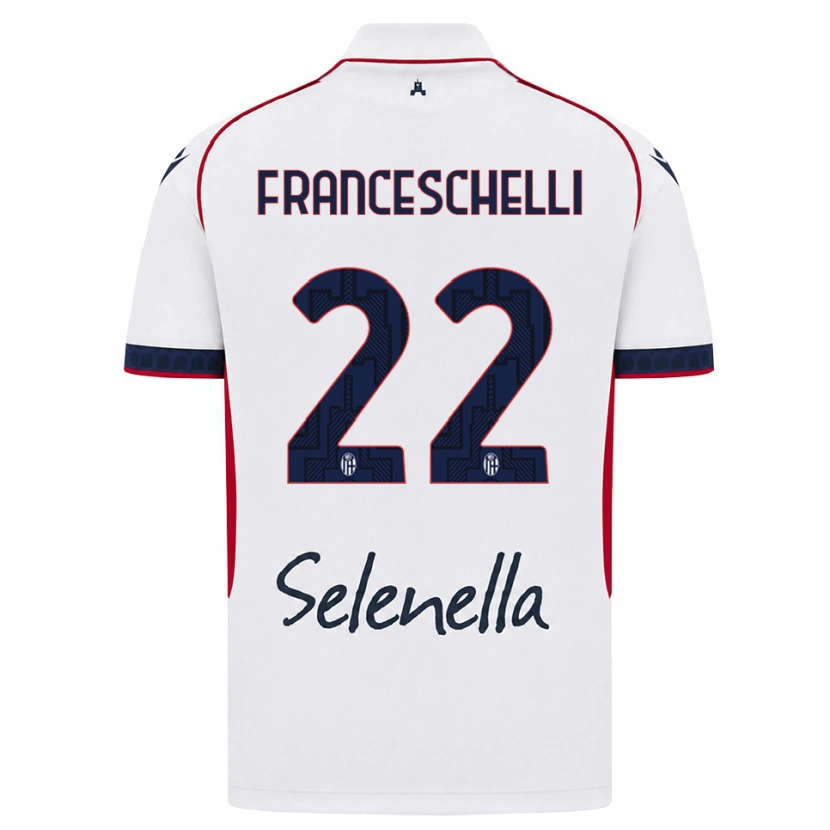 Danxen Mulher Camisola Matteo Franceschelli #22 Branco Vermelho Azul Real Alternativa 2026/27 Camisa
