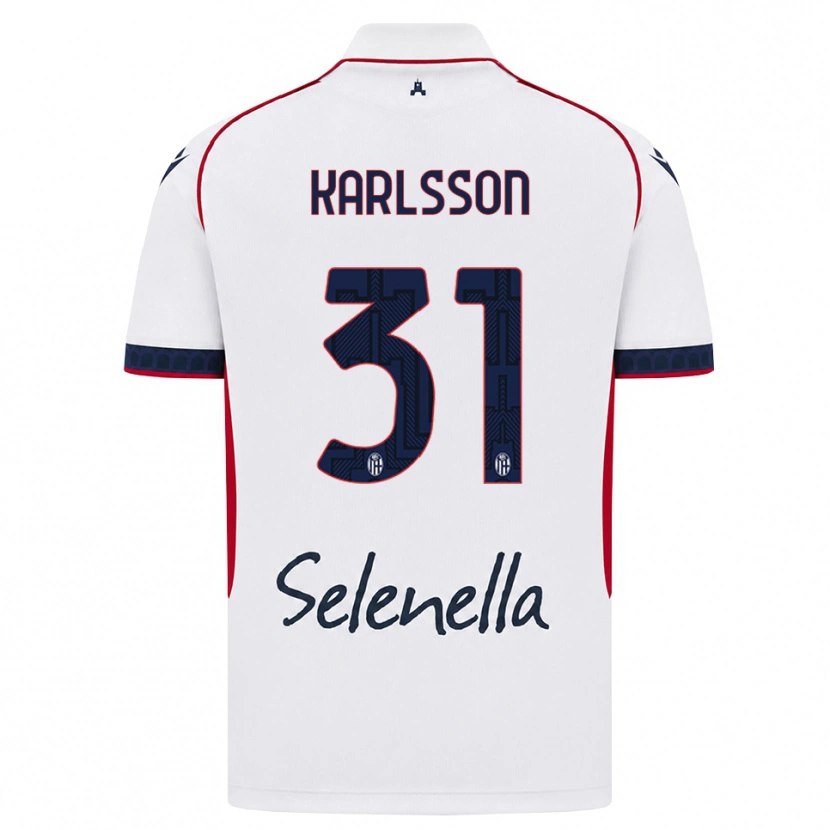 Danxen Mulher Camisola Kazper Karlsson #31 Branco Vermelho Azul Real Alternativa 2026/27 Camisa