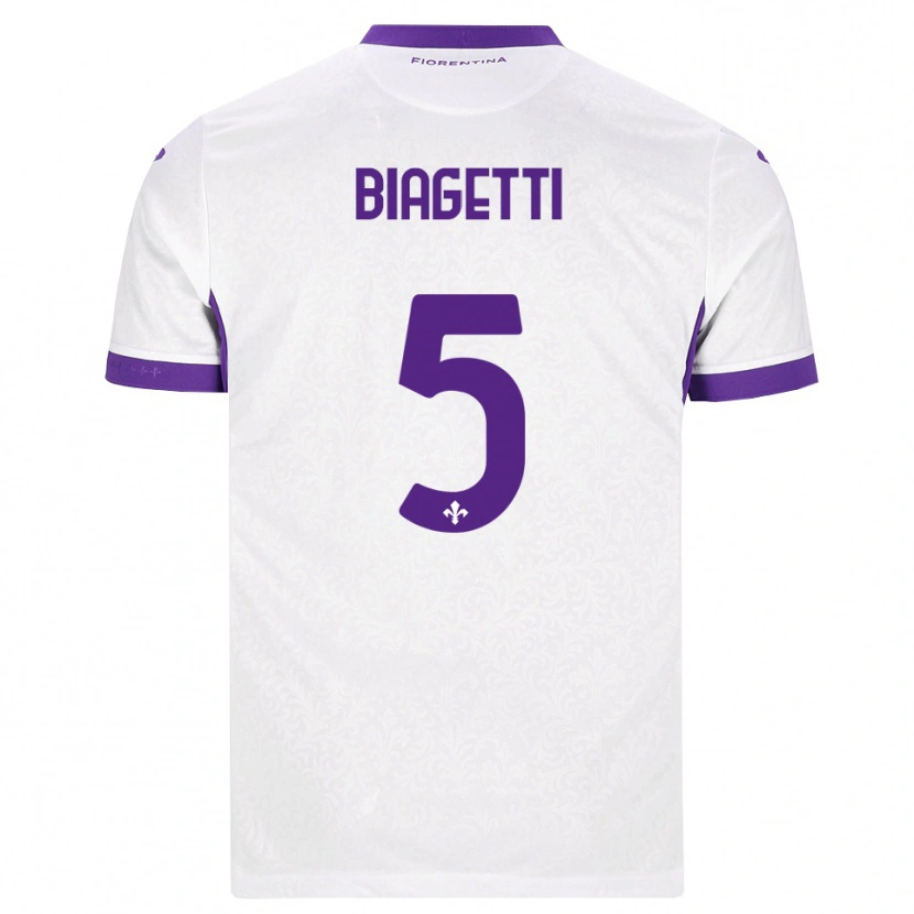 Danxen Mulher Camisola Christian Biagetti #5 Branco Roxo Alternativa 2026/27 Camisa