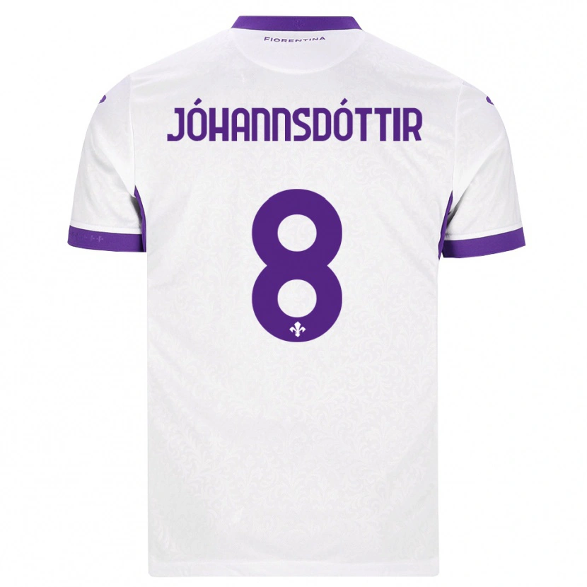 Danxen Mulher Camisola Alexandra Jóhannsdóttir #8 Branco Roxo Alternativa 2026/27 Camisa