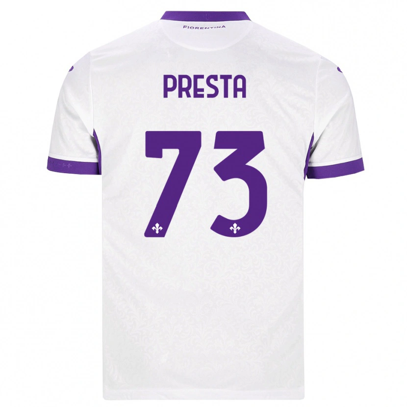 Danxen Mulher Camisola Francesco Presta #73 Branco Roxo Alternativa 2026/27 Camisa