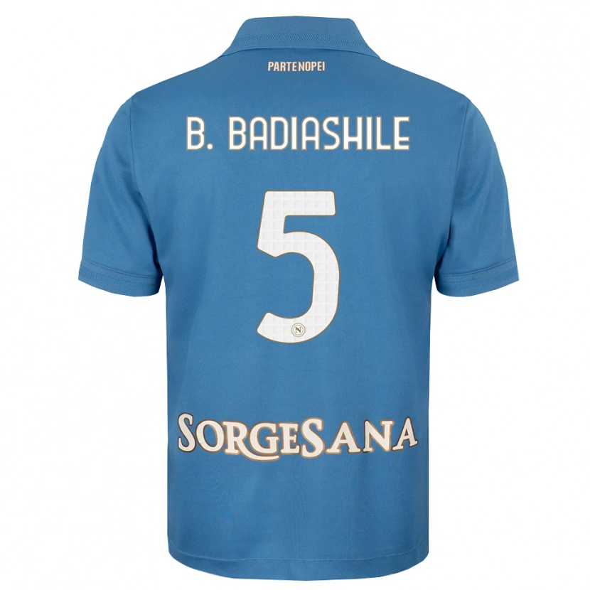 Danxen Criança Camisola Benoît Badiashile #5 Azul Bruma Branco Principal 2026/27 Camisa
