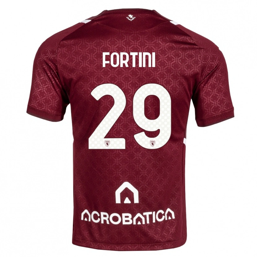 Danxen Criança Camisola Niccolò Fortini #29 Bordô Branco Principal 2026/27 Camisa