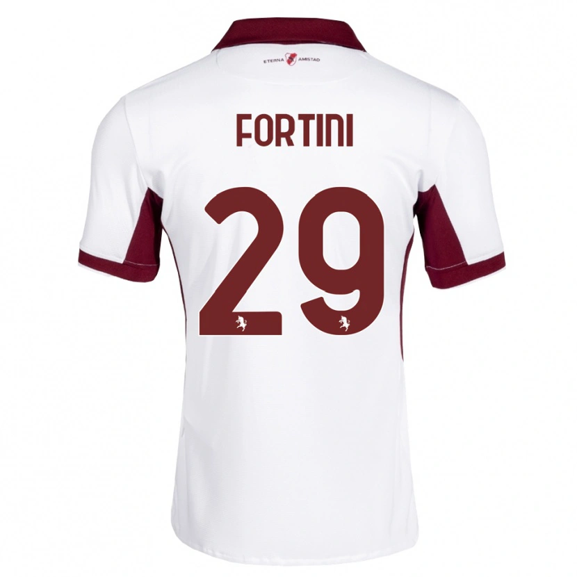 Danxen Criança Camisola Niccolò Fortini #29 Bordô Branco Vermelho Alternativa 2026/27 Camisa