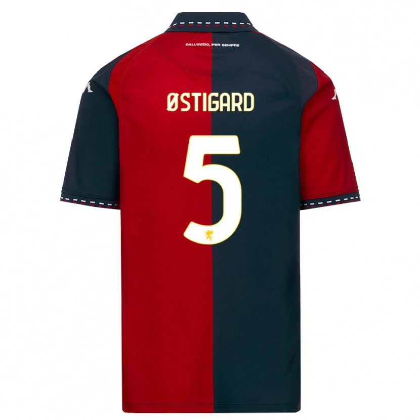 Danxen Criança Camisola Leo Østigård #5 Vermelho Preto Branco Principal 2026/27 Camisa