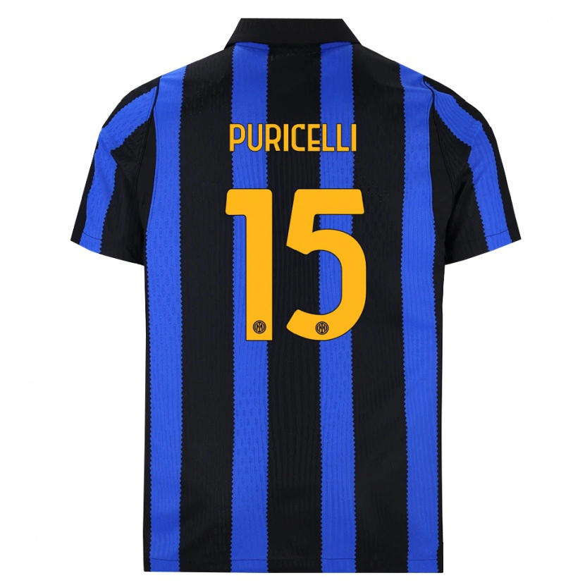 Danxen Criança Camisola Lorenzo Puricelli #15 Preto Azul Amarelo Principal 2026/27 Camisa