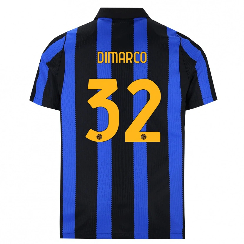 Danxen Criança Camisola Federico Dimarco #32 Preto Azul Amarelo Principal 2026/27 Camisa