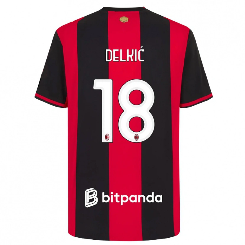 Danxen Criança Camisola Dino Delkić #18 Vermelho Preto Branco Principal 2026/27 Camisa