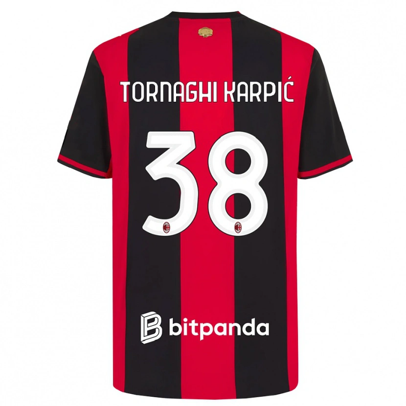 Danxen Criança Camisola Lavinia Tornaghi Karpić #38 Vermelho Preto Branco Principal 2026/27 Camisa