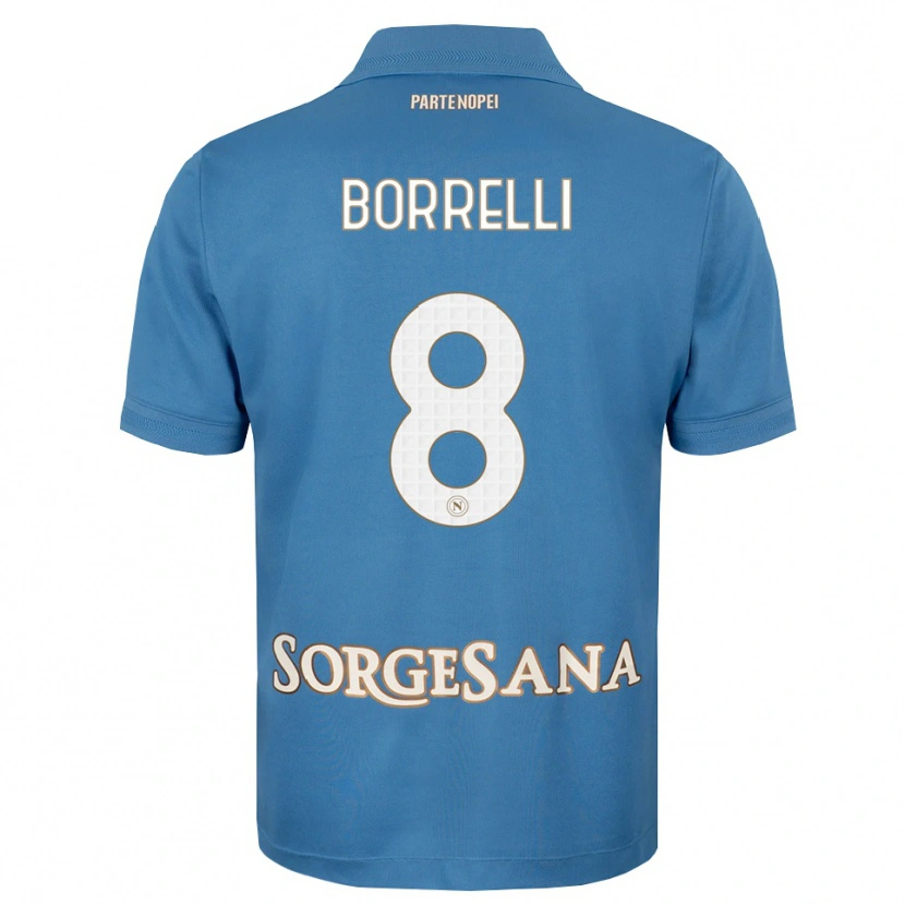 Danxen Criança Camisola Ciro Borrelli #8 Azul Bruma Branco Principal 2026/27 Camisa